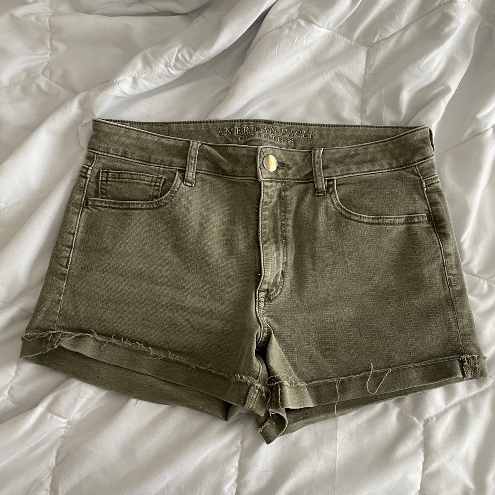 ** SOLD ** American Eagle Olive Green Denim Shorts
